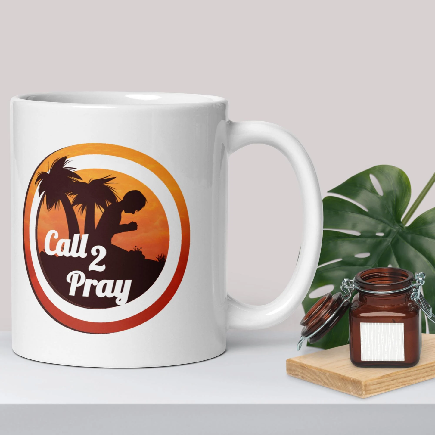 Call 2 Pray White Glossy Mug