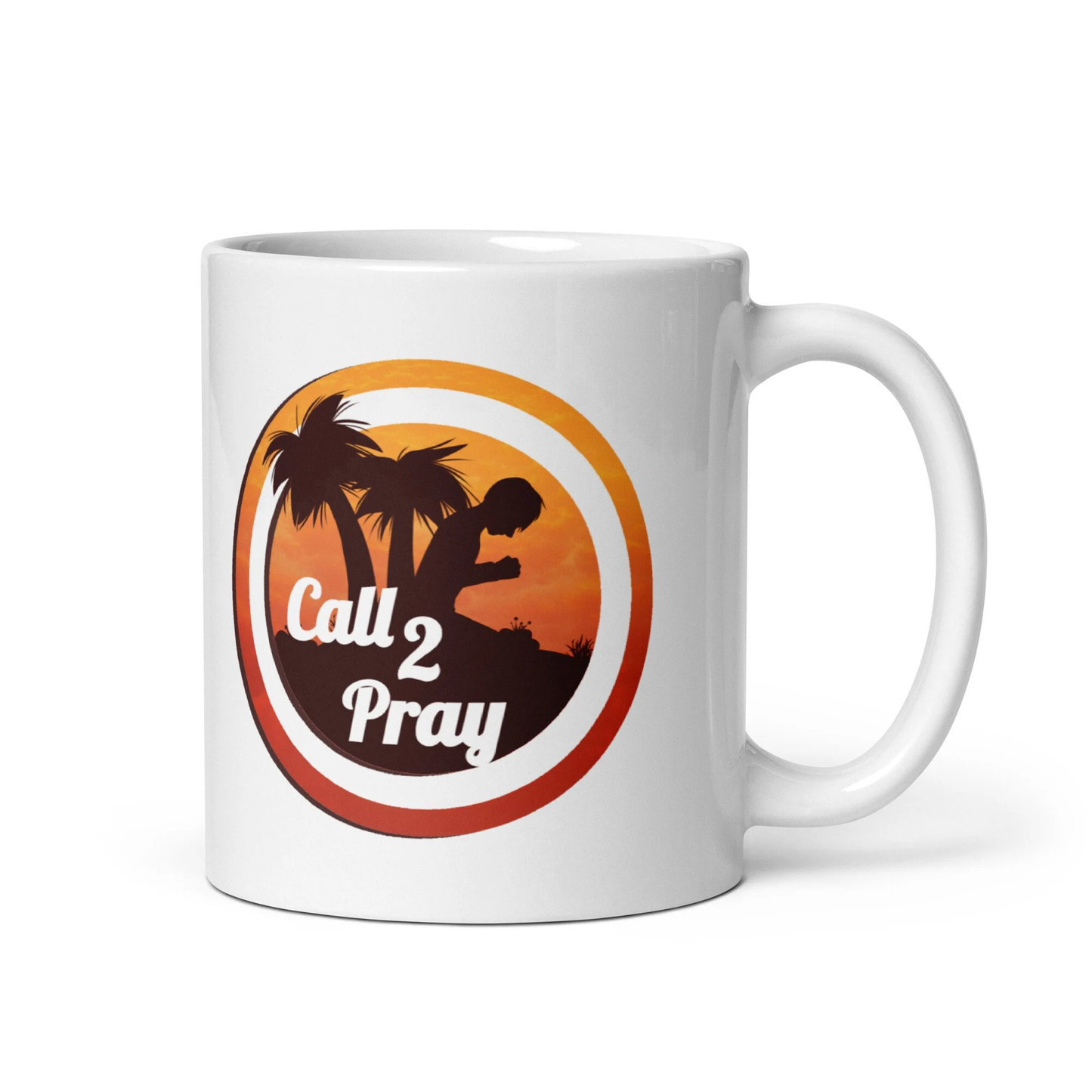 Call 2 Pray White Glossy Mug